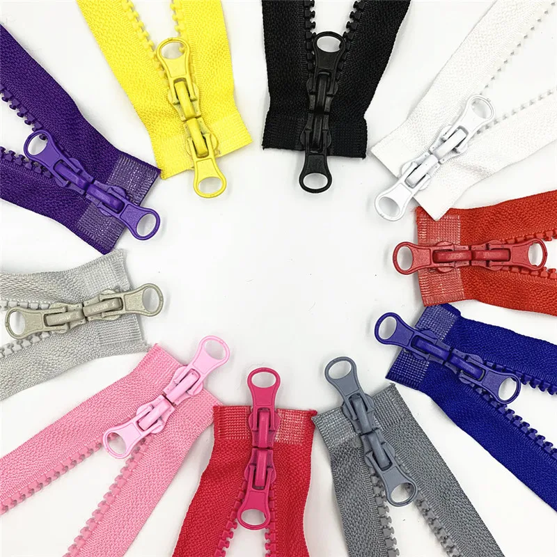 2pcs 80cm /90cm 5# Double Zipper Sliders Plastic Resin Colorful Zipper for Clothes Bag Sewing  Supplies  Separating Zipper