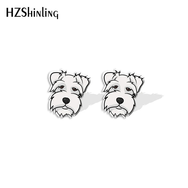 2021 New Schnauzer Stud Earring Dog Series Acrylic Resin Earrings Epoxy Handmade Jewelry Gifts Girl