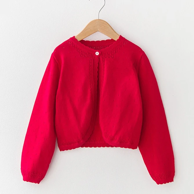 Long Sleeve Children Girls Cardigan Sweater Pink 100% Cotton Girls Coat 1 2 3 4 6 8 10 11 Years Old Kids Clothes 175023