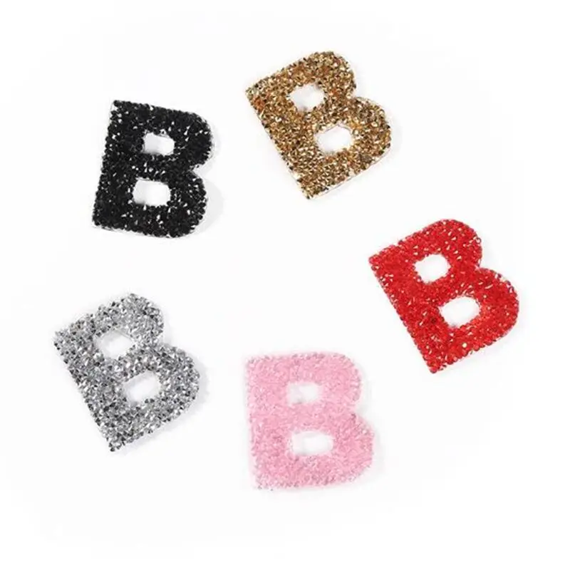 26 English Rhinestone Letter Patches Set T Shirt Stickers Iron On patch for bag shoe Stripes On Clothes Diy Fabric Stickers