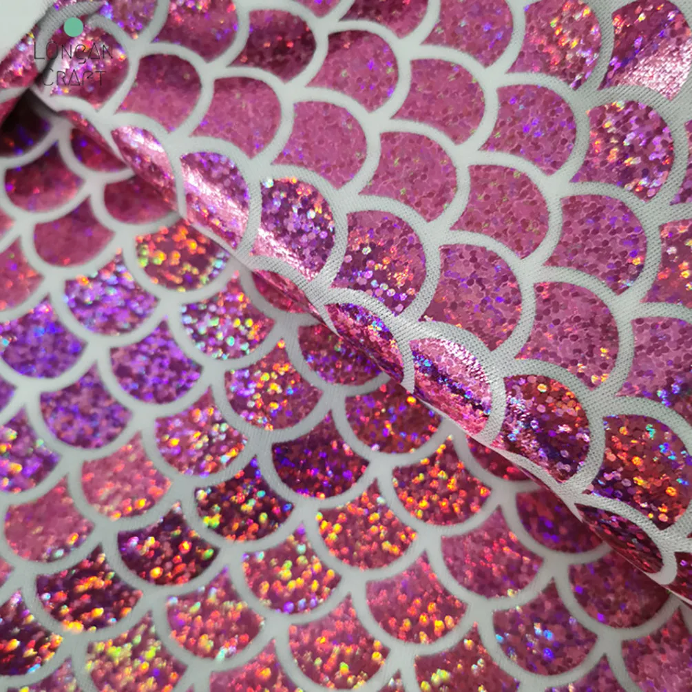 150*50cm Sparkly Scale Mermaid Laser Fabric Spandex Stretch Fabric for Dress Tail Swimwear Stage Cosplay Costume DIY Sewing