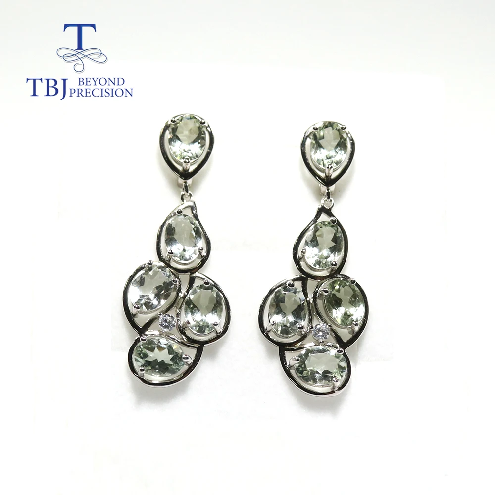 Tbj  15ct green amethyst gemstone big party clasp earring party 925 sterling luxury jewelry anniversay wedding gift for women