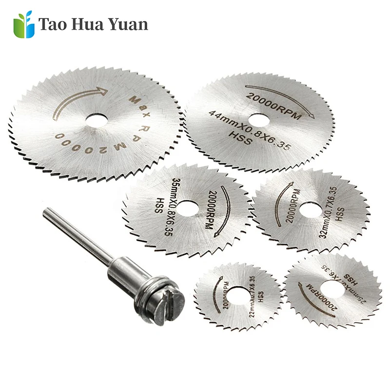 7pcs  Mini Diamond Saw Blade Silver/Black Cutting Discs Shank For Dremel Drill Fit Rotary Tool Power Tool Accessories Tool Set A