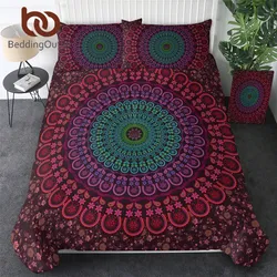 BeddingOutlet Mandala Bedding Set Queen Soft Bedclothes Twill Bohemian Print Duvet Cover Set with Pillowcases 4pcs Bed Set Home