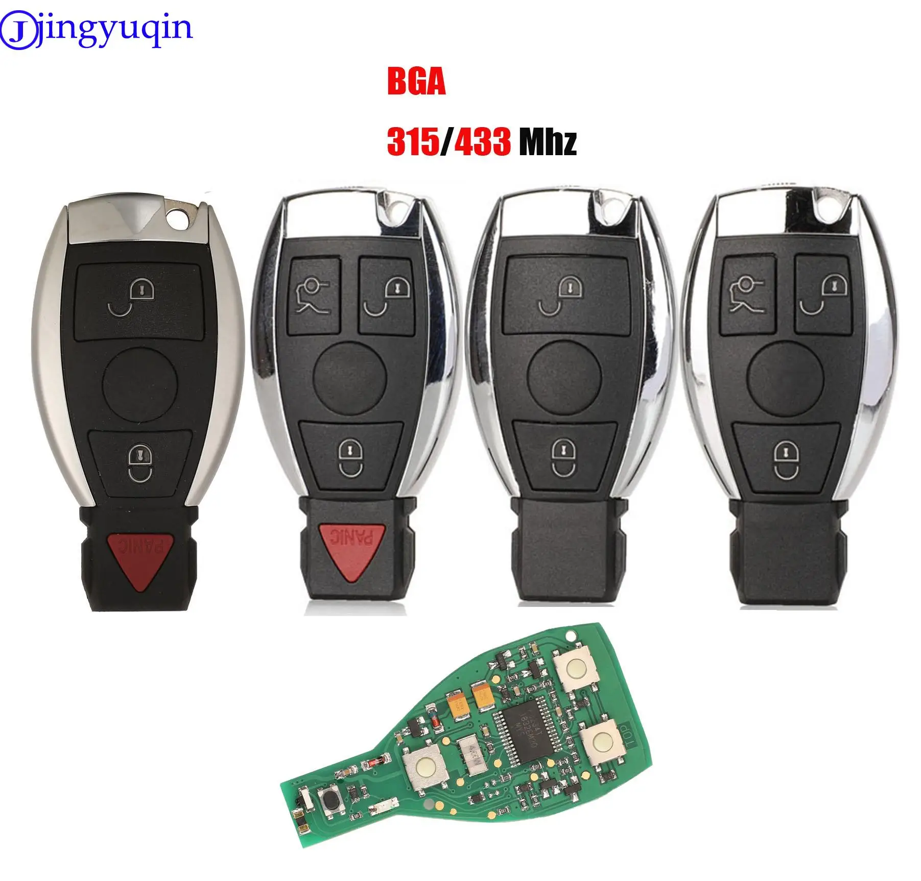 

jingyuqin 10PS Smart Remote Key For Mercedes Benz Year 2000+ Supports Original NEC and BGA 315MHz Or 433.92MHz 3 Buttons