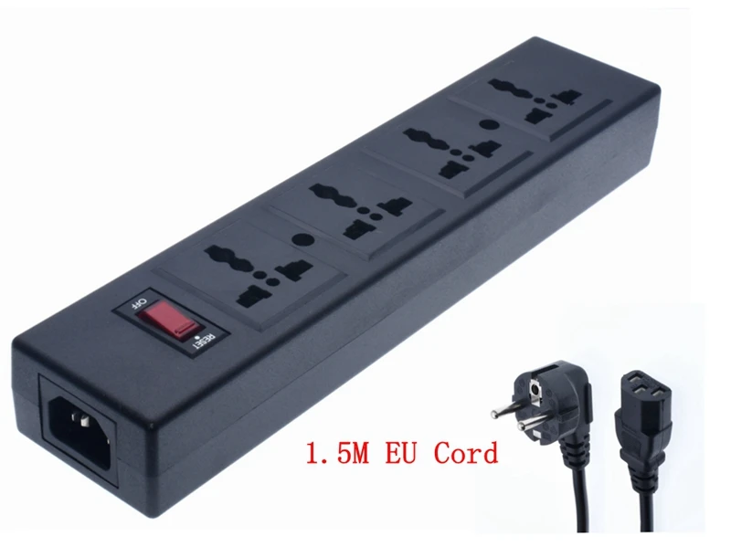 4-Outlet Universal socket with overload protector and safety door,Surge Protector 4 Ways PDU power strip Outlet extend