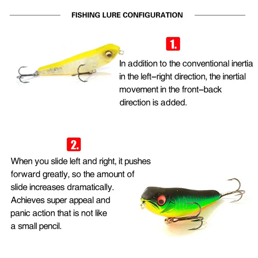 

Transparent Tackle Useful Winter Fishing Pencil Baits with Steel ball Fish Hooks Minnow Lures