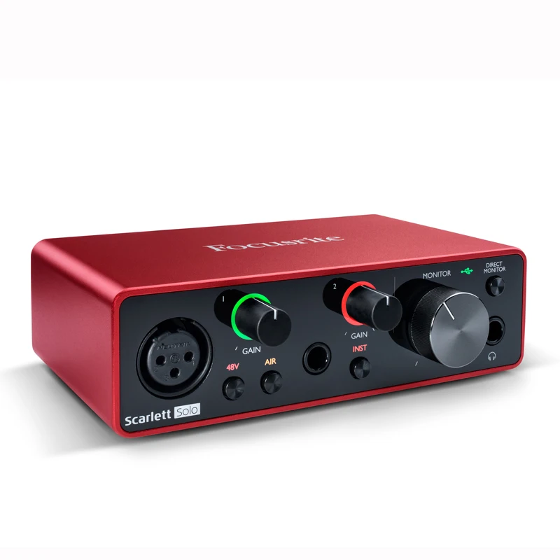 Focusrite Scarlett Solo 3rd generation audio interface USB sound card 24-bit/192kHz AD-converters for recording mic preamp