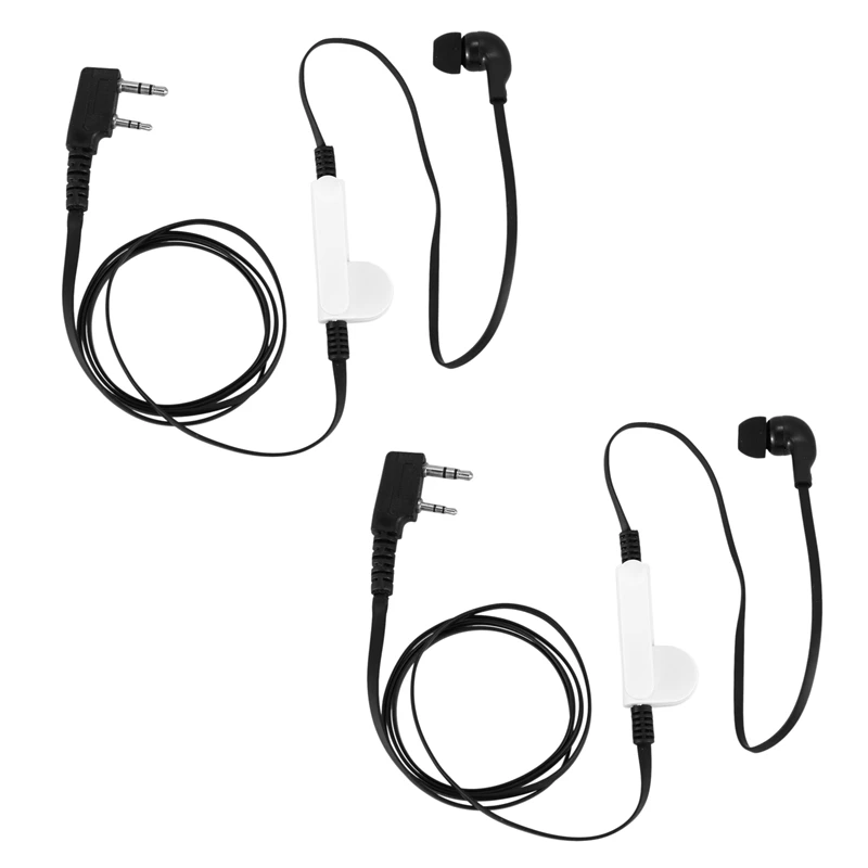 RISE-2X 2 Pin Noodle Style Earbud Headphone K Plug Earpiece Headset For Baofeng Uv5r Bf-888S Uv5r Radio Black Wire