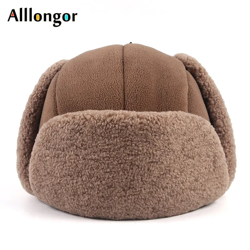 Hot Fleece Bomber Hat Winter 2024 Autumn Warm Wool Fur Russian Ushanka Hats With Ear Flap Pilot Trapper Cap Earflap Snow Cap