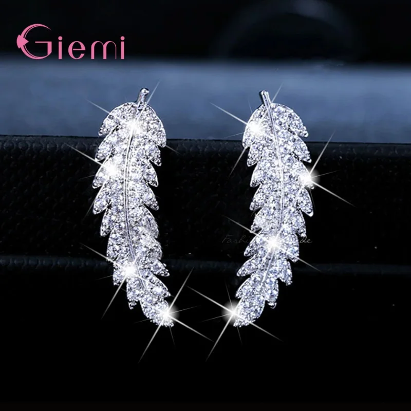 Fashion Earrings for Women Ladies Cubic Zircon Shining 925 Stering Silver Color Jewelry Lovely Wedding Engagement Accessory