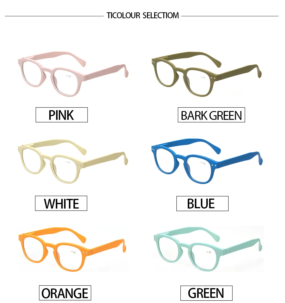 Henotin Stylish Quality Reading Glasses Round Frame Spring Hinge Readers Fashion Men And Women Glasses For Reading