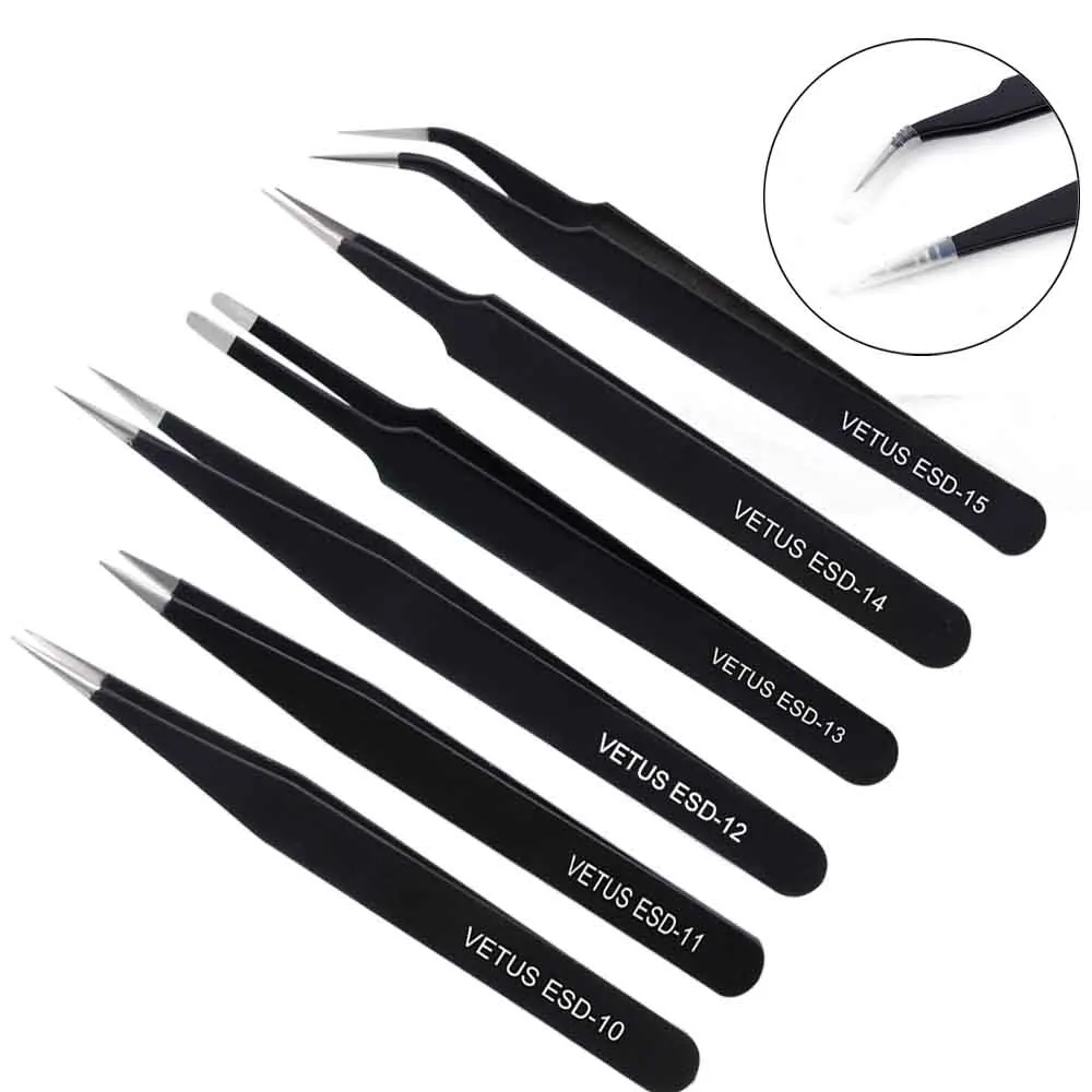 Stainless Steel VETUS Eyelash Tweezer Non-magnetic Volume Eyelash Extension Tweezers Lashes Tools Individual Eyelashes Make Up