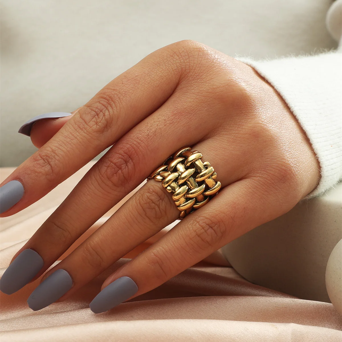 Fashion 18KGP Fashion Woven Cross Style Ring