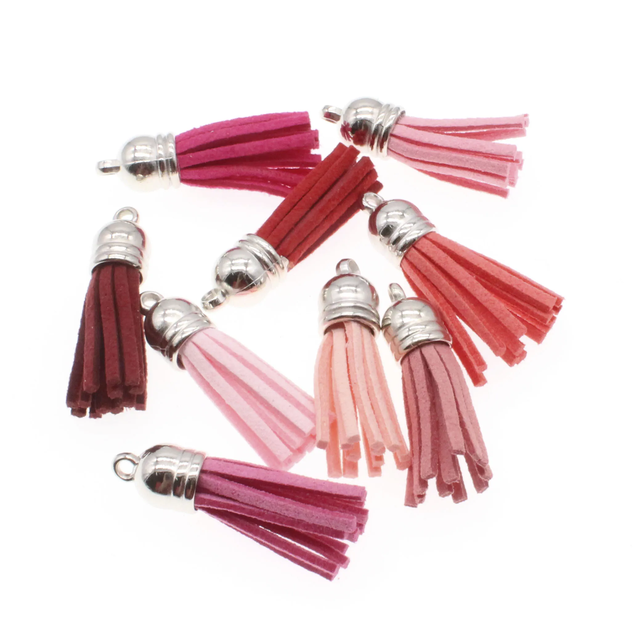 

CHONGAI 20pcs 38mm Fiber Fringe Suede Tassel Key Chains For DIY Jewelry Accessories