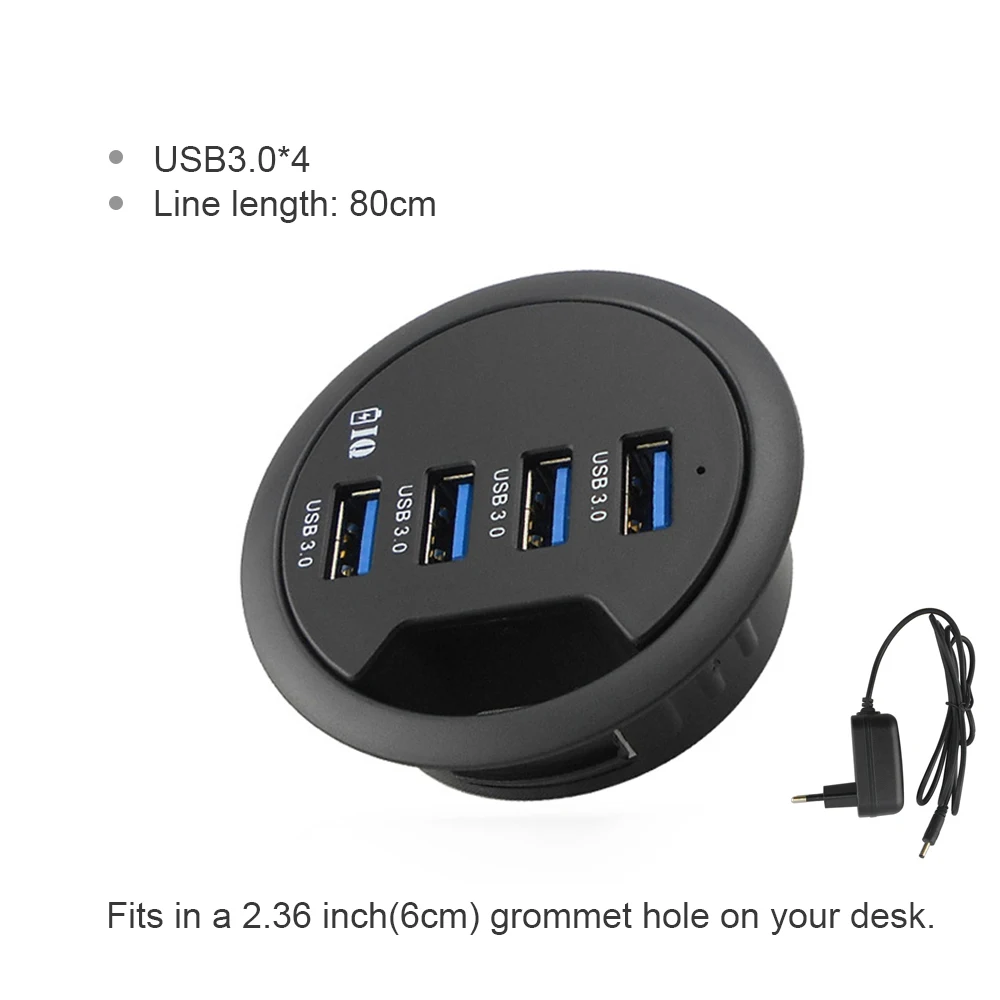 USB HUB USB3.0 Mount In Desk Multi USB 2.0 Ports With SD/TF Headphone/Mircophone Type C Port Usb Hub With Power Adapter 5V 2A