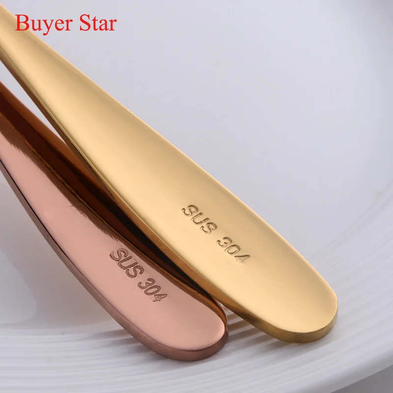 3PCS 18/10 Stainless Steel Ice Cream Spoon Square Head Coffee Dessert Cake Sugar Spoon For Kitchen Cafe Rainbow Tableware 3 size