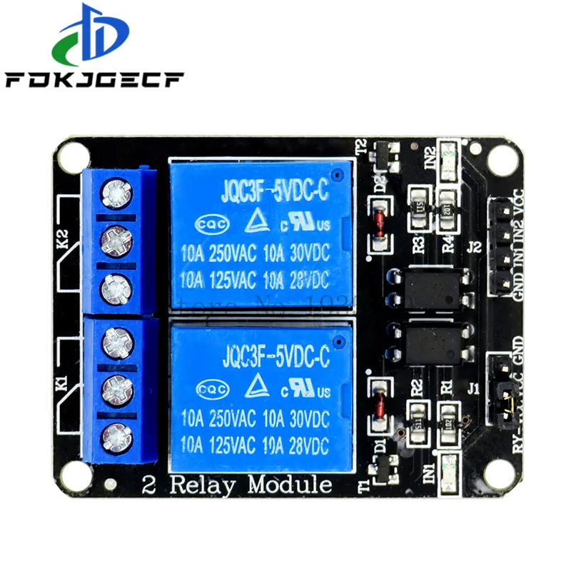 5V 2 Channel Relay Module Low Level Triggered 2-Way 2CH Relay Module with Optocoupler Expansion for Arduino