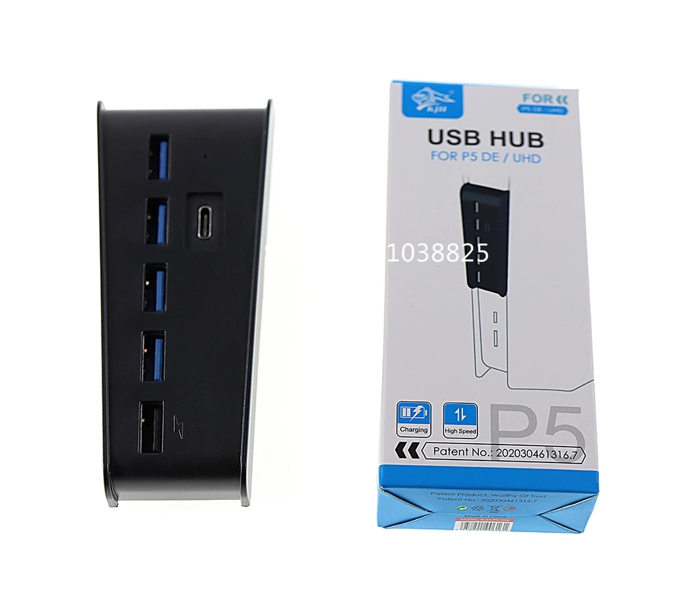 10pcs For PS5 USB Hub 6 in 1 USB Splitter Expander Hub Adapter with 5 USB A + 1 USB C Ports for Playstation 5 with package box