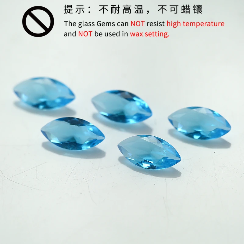 50pcs 1.5x3~8x16mm Marquise Shape Loose Glass Stone Rose Red Color Blue Green White Black