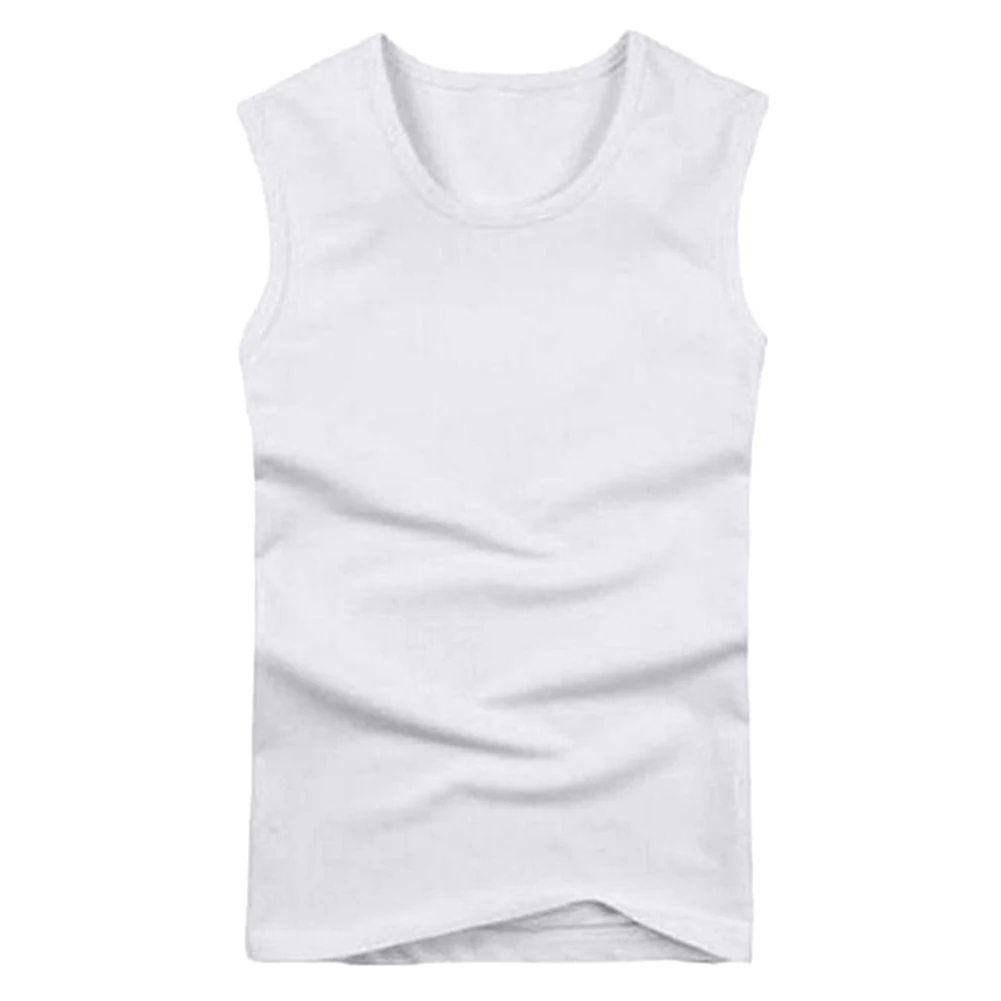 Camiseta sin mangas de Color sólido para hombre, chaleco de cuello redondo para Fitness, ropa interior