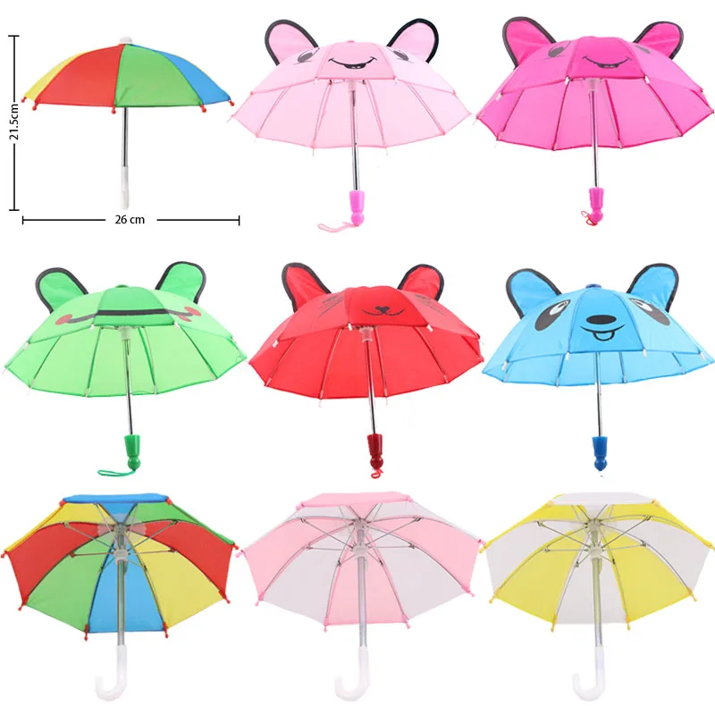 Doll Rain Umbrella BJD 1/3 1/4 Mini Umbrella Cute Ears For 18 Inch American&43CM Reborn Baby New Born Doll ,DIY Russia Doll Girl