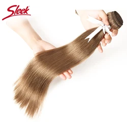 Sleek Double Drawn Silky Straight Hair Brazilian Hair Weave Bundles Color 8# 6# Brown 100% Remy Human Hair 12-24 Inches hair