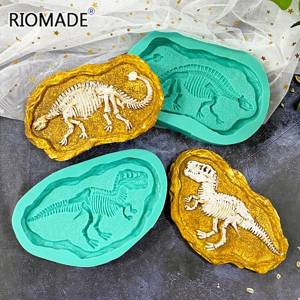 Big Size Tyrannosaurus Ankylosaurus Skeleton Model Dinosaur Specimen Silicone Mold For Biscuit Dessert Chocolate Cake Tools