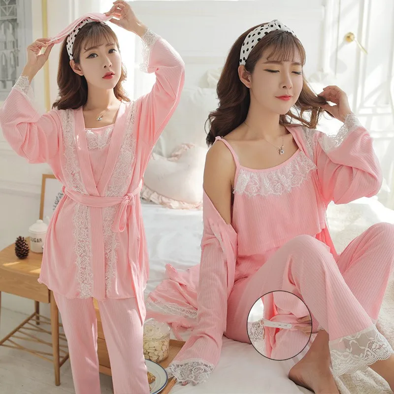 3Pcs/Set Pregnancy Maternity Pajamas Sleepwear Breastfeeding Nightgown Elegant Maternity Nursing clothes Pregnancy Nightwear