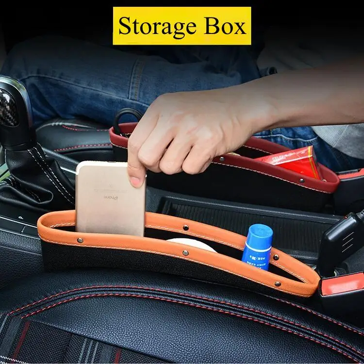 Organizador de caja de hendidura de cuero PU para asiento de coche, bolsa de almacenamiento para huecos, ranura de bolsillo, portavasos, accesorios