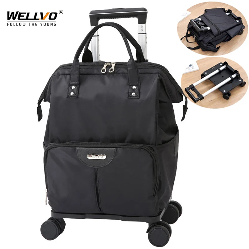 Universal Wheel Bag on Wheels Travel Suitcase Luggage Foldable Multicuntion Trolley Bag Female Large Capacity Backpack X102C+