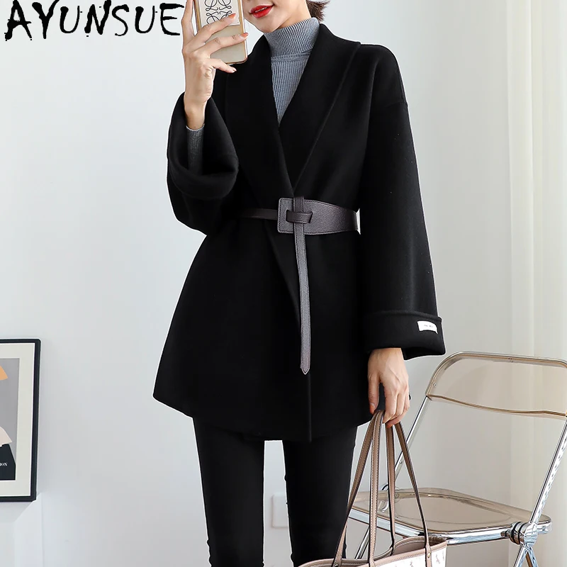 

AYUNSUE Women's Jacket 100% Wool Coat Female Black Korean Autumn Winter Coats and Jackets Women Clothes Manteau Femme Hiver 2021