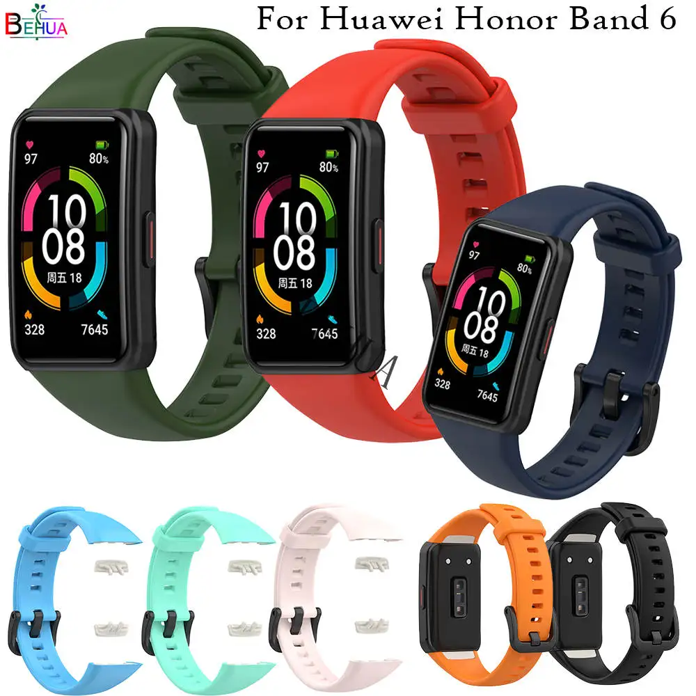 Watchband For Huawei Band 6 Strap band For Huawei Honor Band 6 SmartWatch Wristband Soft Sport Silicone WristStrap Bracelet