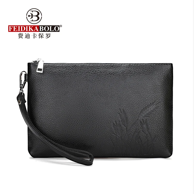 Cash Holder Bulrush Emboss Black Brown PU Leather Man Bag Day Clutch 2022 Long Design Fashion Man Wallet Purse Business Male Bag