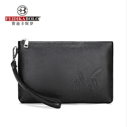 Cash Holder Bulrush Emboss Black Brown PU Leather Man Bag Day Clutch 2022 Long Design Fashion Man Wallet Purse Business Male Bag