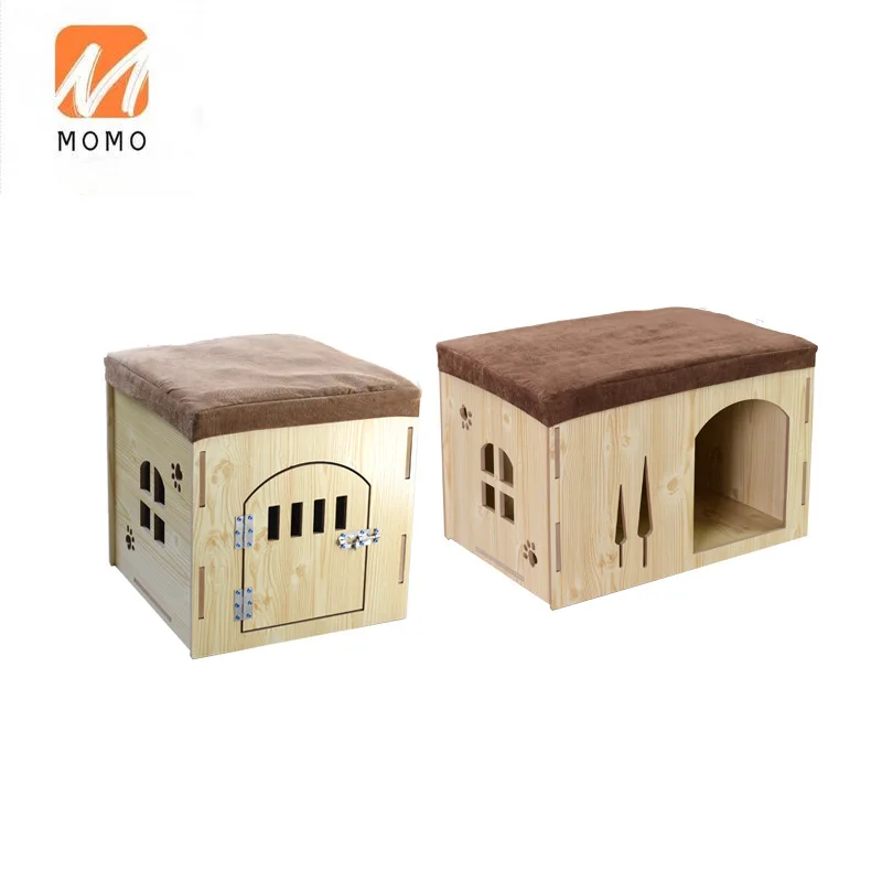 Cathouse Doghouse Indoor  Box Type Wooden Cat House Four Seasons Removable and Washable Multifunctional Stool Dog  Pet Bed