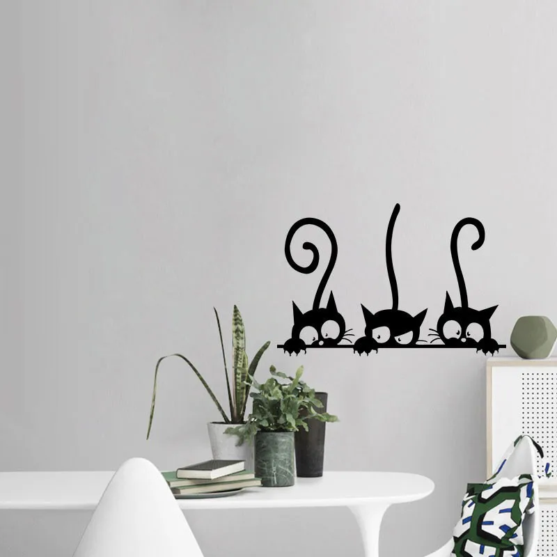 Removable Three Black Cat Wall Stickers Art Decal Mural Diy Kids Bedroom Decor