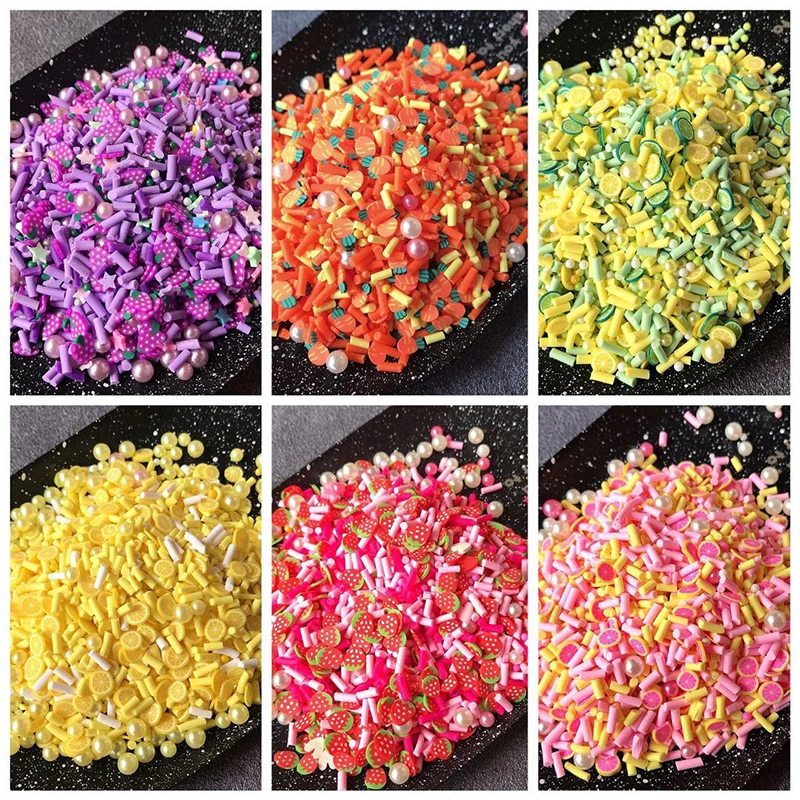 Boxi New Slime Additives Charms Polymer Clay Fruit Lemon Slice Topping Supplies Cute DIY Sprinkles Filler For Cloud Clear Slime