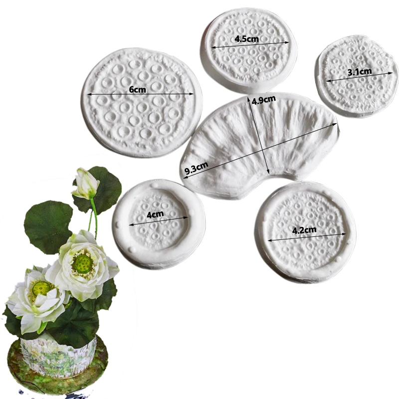 NEW 6pcs/lot Lotus Veiner Mould Silicone Mold Fondant Cake Decorating Tool Gumpaste Sugarcraft Chocolate Forms Bakeware M2455