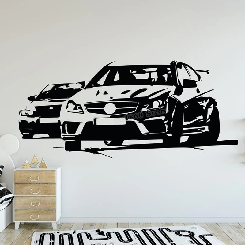 Car Wall Decal Car Wonderful Decal Super Car Sport Car Wall Sticker Car Motorsport Stickers Vinyl Car Lovers Room Decor B705