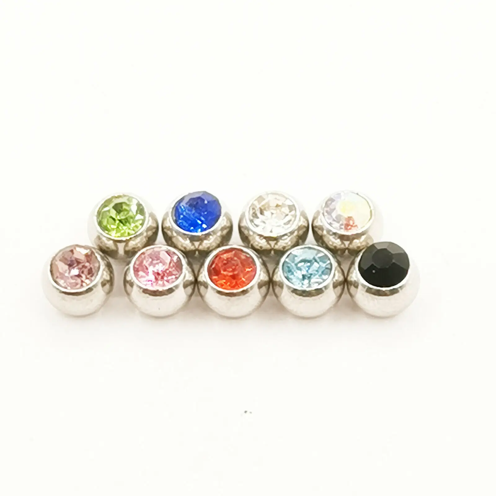10pcs Multicolor Cubic Zirconia Spare BALLS Labret Belly Barbell Bar Piercing Replacement Attachments 14g 16g DIY Body Jewelry