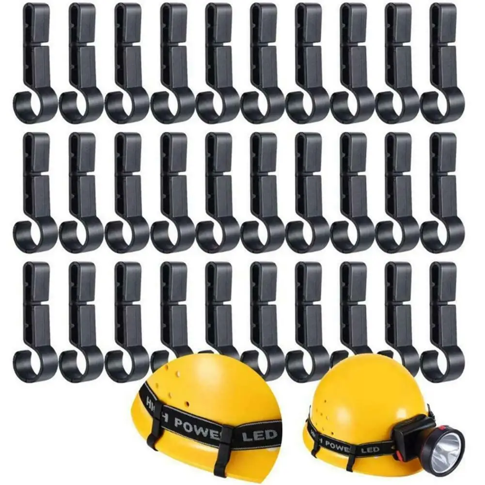 Plastic Helmet Clips Attachment Head Light Clamps Black Conjunto Farol Hard Hat Segurança Cap Gancho Ferramentas ao ar Livre Atacado 20 Pcs