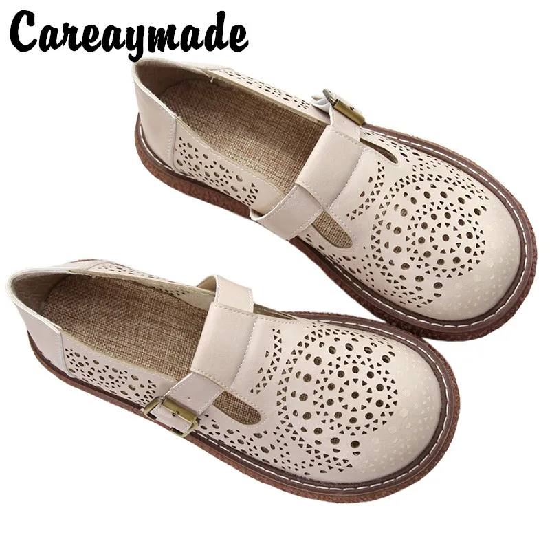 Careaymade-Mori women\'s literature art RETRO hollow thick soled shoes new cotton hemp comfortable casual breathable sandals