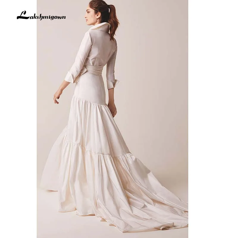 Robe de Mariée à Col en V sur Mesure pour Femme, Vêtement de ixpour Patients de Pays, Modeste