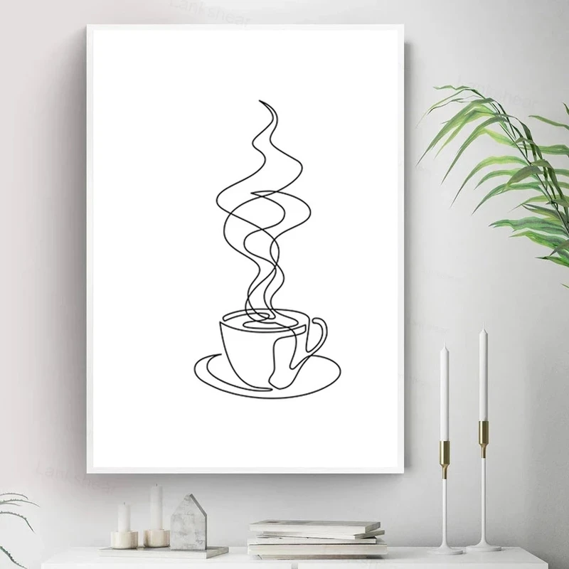 Canvas Painting Posters Casual Simple Line Coffe Nordic Modern Wall Art Prints Coffee Shop Kitchen Room Home Decor Wall Pictures