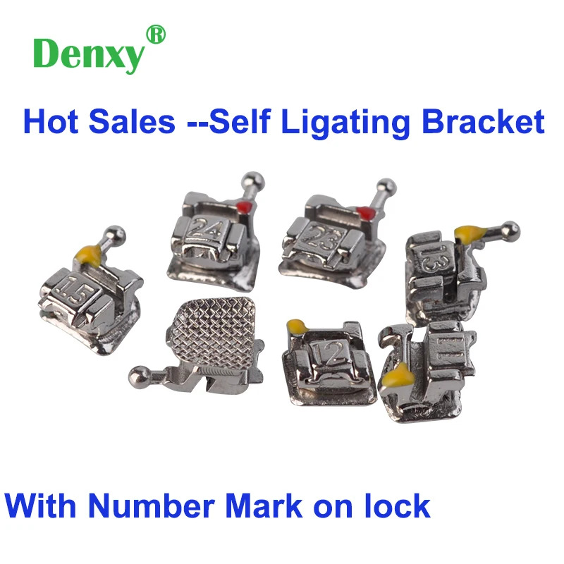 Denxy 1box High quality Passive Self Ligating bracket Metal Orthodontic Bracket Dental Orthodontic Brace dental clinic hot sale