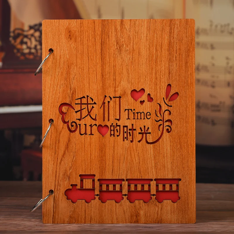 Wooden Photo Album This Interstitial 5Inch 300 Sheets Postcard Souvenir Album Binder Scrapbook Childhood Growth Photo Album