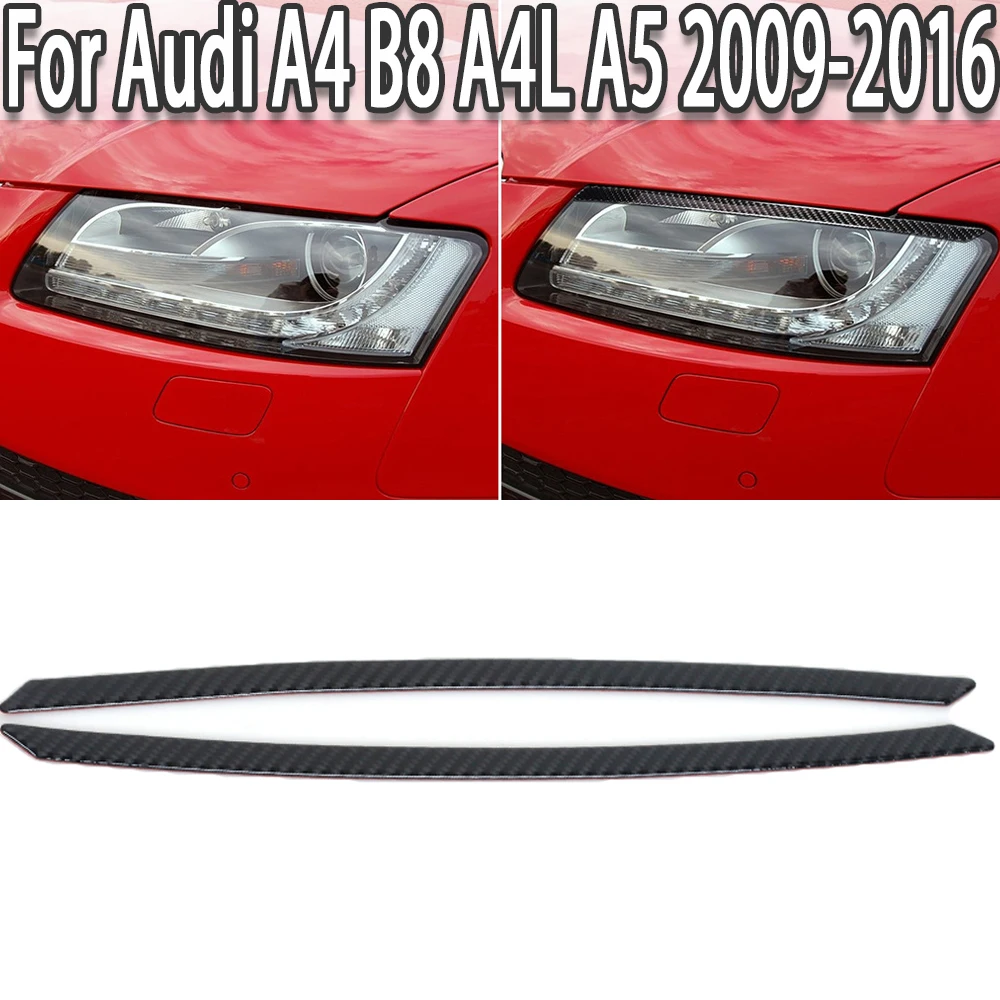 K-Car Front Headlight Eyebow Headlight Lamp Sticket Carbon Fiber Eye-catching Trim For Audi A4 B8 A4L A5 2009-2016