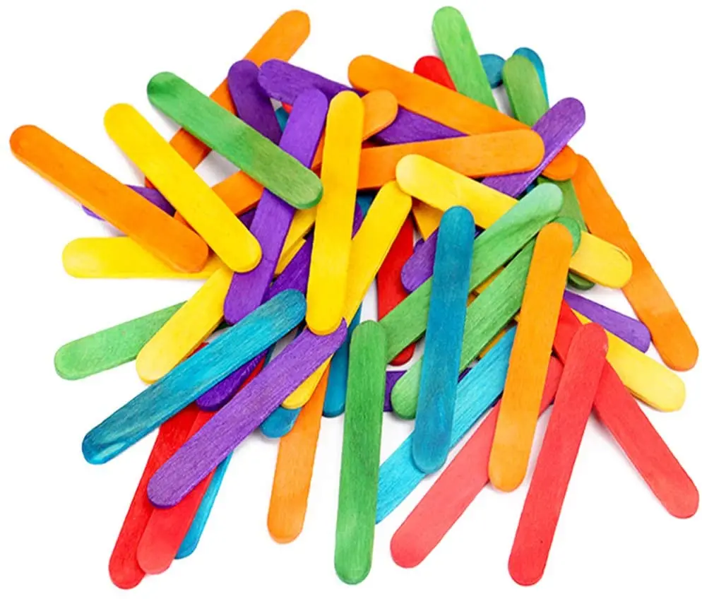 50Pcs/Colored Wooden Popsicle Sticks Natural Wood Ice Cream Stick for Kids Educational Toys Handmade DIY Craft Supplies