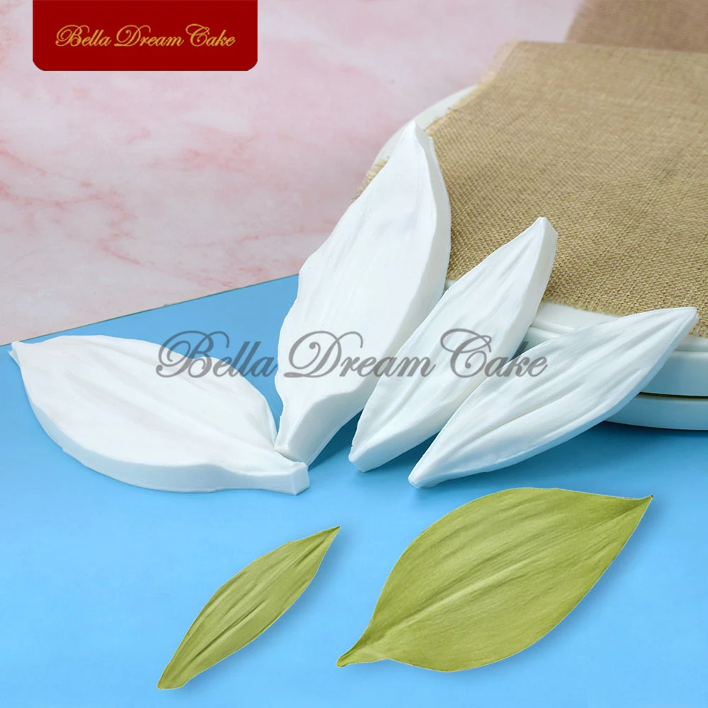 4pcs/set Lily Of The Valley Leaf Silicone Veiner Mold DIY Handmade Fondant Flower Clay Craft Mould Cake Decorating Tool Bakeware